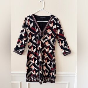 White House Black Market Geometric Pattern Black Dress